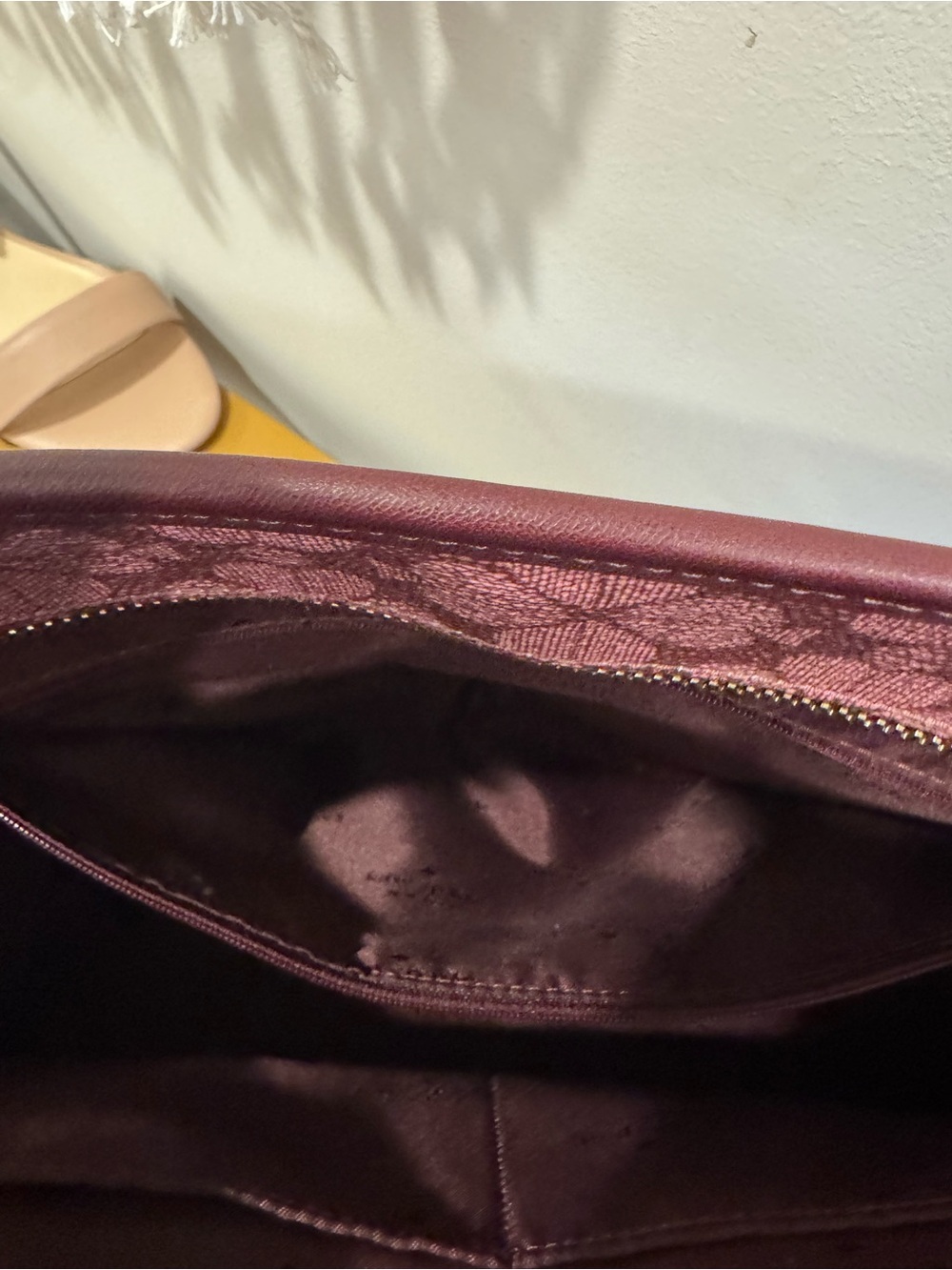 kate spade Pink Floral Jacquard Tote with Burgundy Trim - Picture 6 of 6